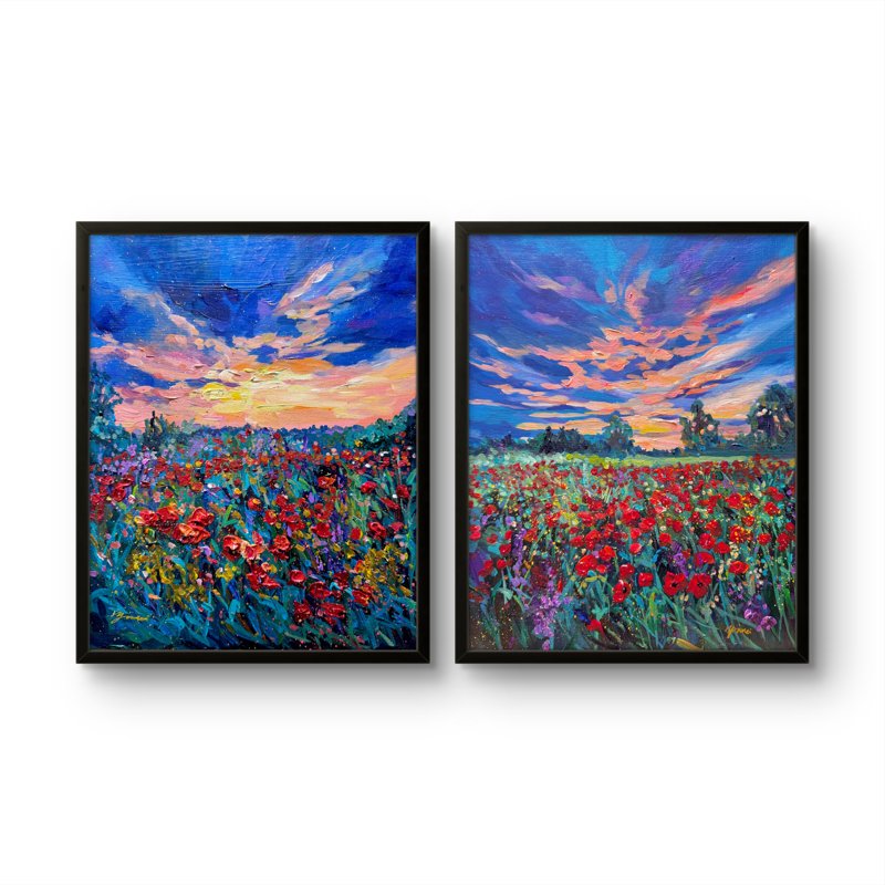 Twilight Poppies Acrylic On Canvas Panel 11X14 Each